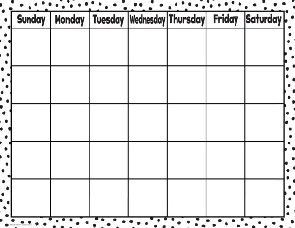 TCR7080 Black Painted Dots on White Calendar Chart Image