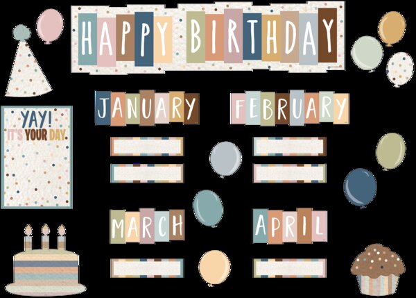 TCR7123 Everyone is Welcome Happy Birthday Mini Bulletin Board Image