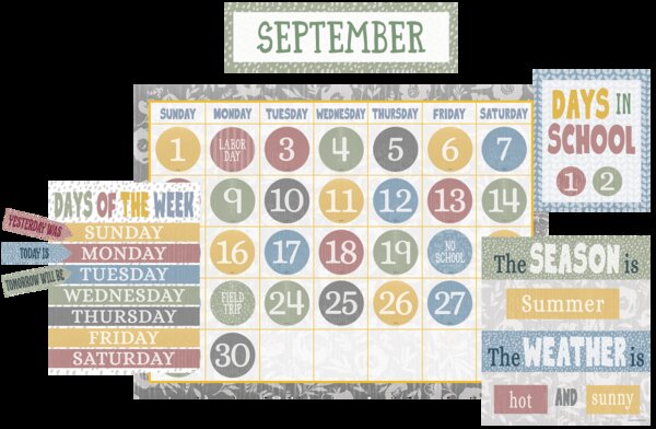 TCR7173 Classroom Cottage Calendar Bulletin Board Image