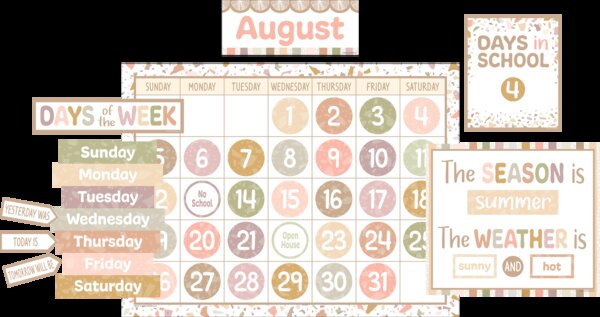 TCR7201 Terrazzo Tones Calendar Bulletin Board Image