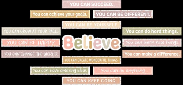 TCR7207 Terrazzo Tones Believe You Can Mini Bulletin Board Image