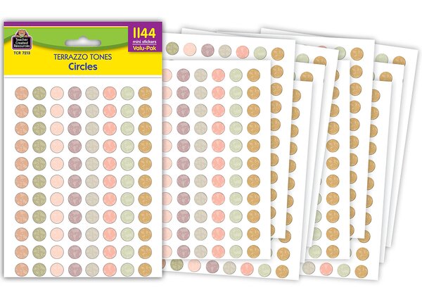 TCR7213 Terrazzo Tones Circles Mini Stickers Valu-Pak Image