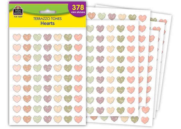 TCR7229 Terrazzo Tones Hearts Mini Stickers Image