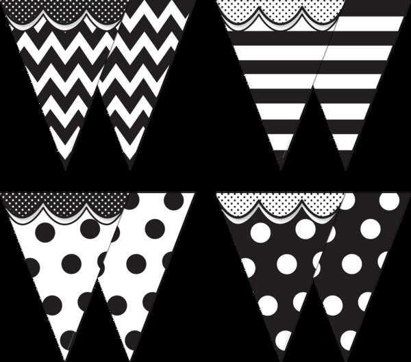 TCR74775 Big Bold Black & White Pennants Image