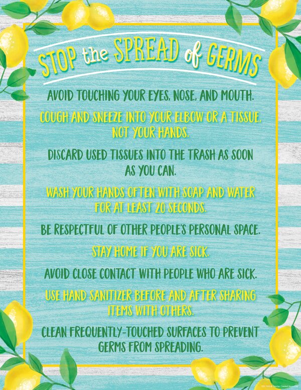 TCR7505 Lemon Zest Stop the Spread of Germs Chart Image