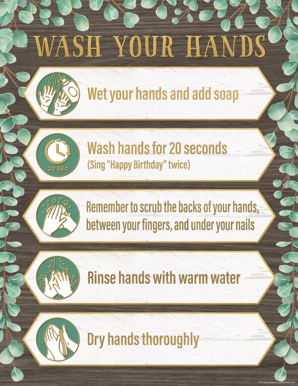 TCR7506 Eucalyptus Wash Your Hands Chart Image