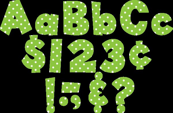 TCR75144 Green/White Dot 4" Fun Font Letters Image