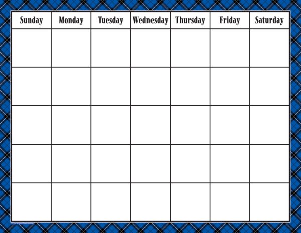 TCR7547 Blue Plaid Calendar Chart Image