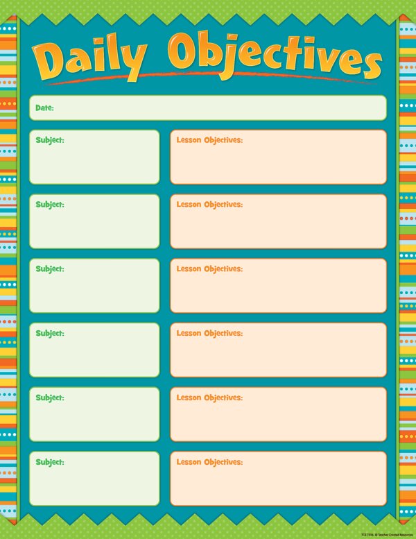 TCR7556 Zany Stripes Daily Objectives Chart Image