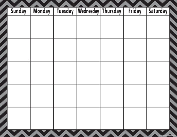 TCR7581 Black Chevron Calendar Chart Image