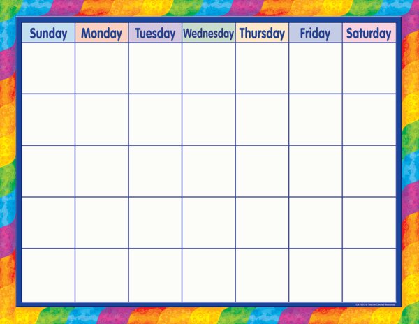 TCR7601 Rainbow Calendar Chart Image