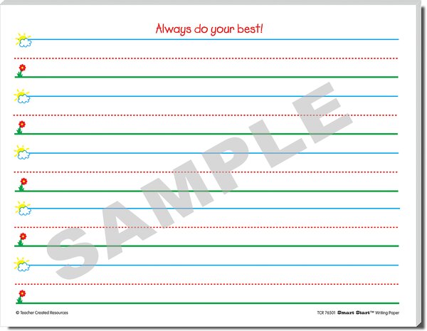 TCR76501 Smart Start K-1 Writing Paper: 100 Sheets Image