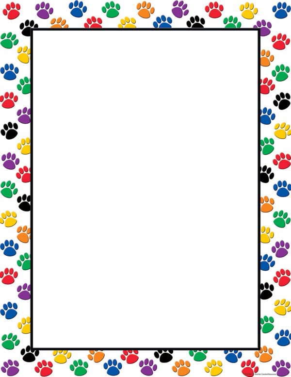 TCR7687 Colorful Paw Prints Blank Chart Image