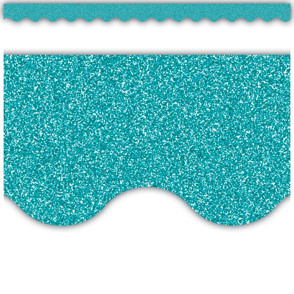 TCR77023 Teal Glitz Scalloped Border Trim Image