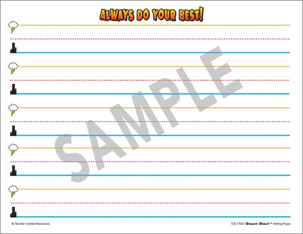 TCR77052 Superhero Smart Start K-1 Writing Paper: 100 Sheets Image