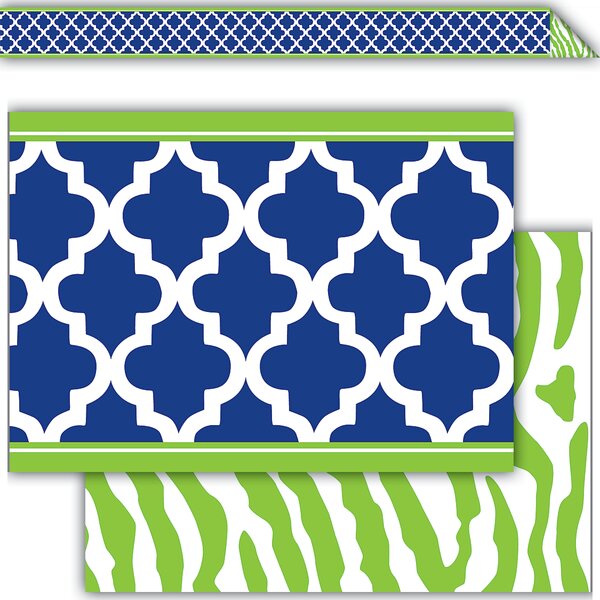 TCR77095 Navy & Lime Wild Moroccan Double-Sided Border Image