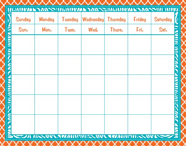 TCR77110 Orange and Teal Wild Moroccan Calendar Grid Image