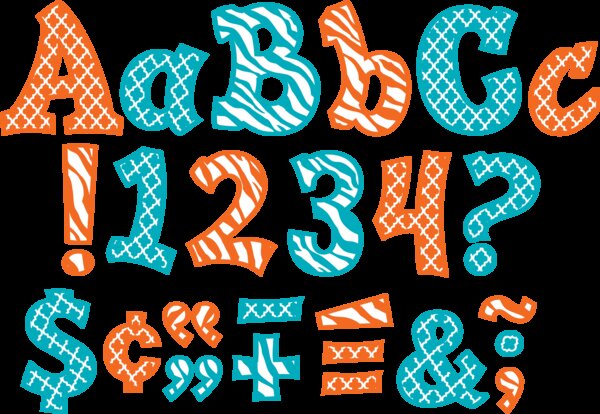 TCR77119 Orange and Teal Wild Moroccan 5" Sassy Font Letters Image