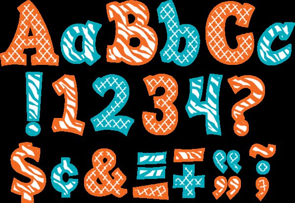 TCR77135 Orange and Teal Wild Moroccan 3" Sassy Font Letters Image