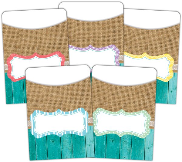 TCR77178 Shabby Chic Library Pockets - Multi-Pack Image