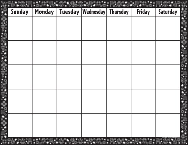 TCR7718 Black & White Crazy Circles Calendar Chart Image