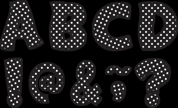 TCR77216 Black Polka Dots Funtastic Font 3" Magnetic Letters Image