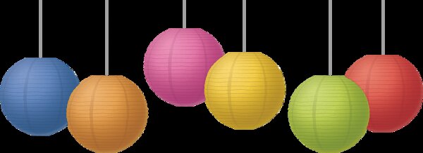 TCR77233 Colorful 8" Hanging Paper Lanterns Image