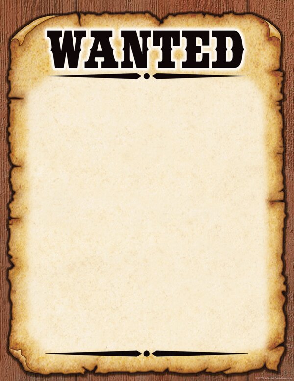 TCR7725 Western Wanted Poster Chart Image