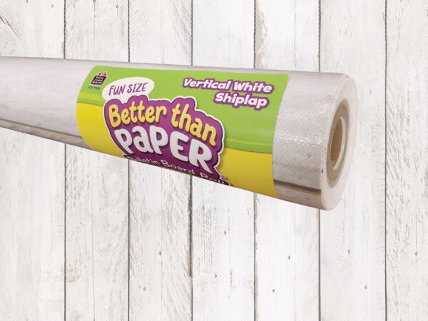 TCR77402 Fun Size Vertical White Shiplap Better Than Paper Bulletin Board Roll Image