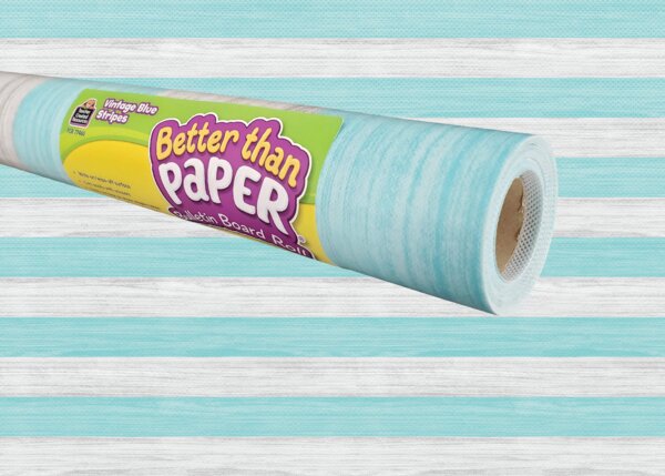 TCR77465 Vintage Blue Stripes Better Than Paper Bulletin Board Roll Image