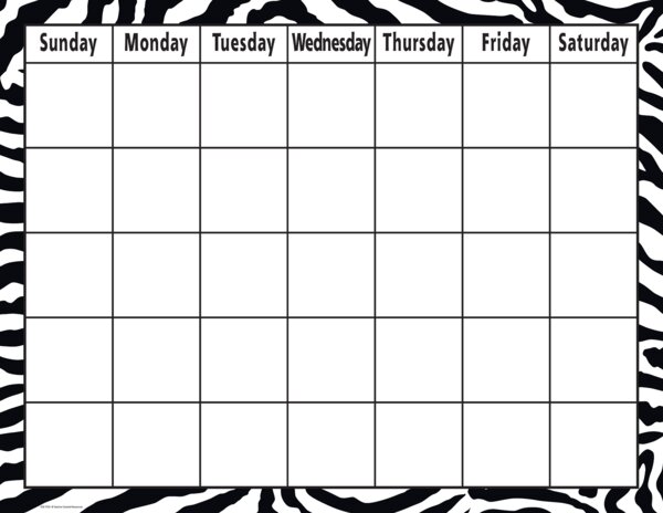 TCR7750 Zebra Calendar Chart Image