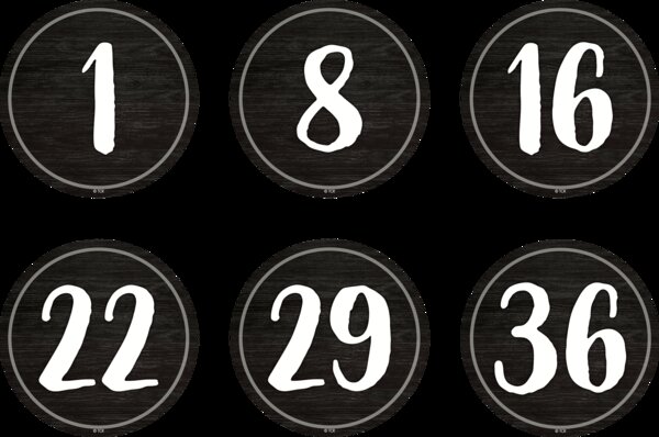 TCR77531 Spot On Floor Markers Modern Farmhouse Numbers 1-36 - 4" Image