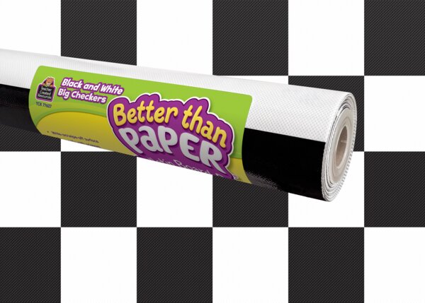TCR77627 Black and White Big Checkers Better Than Paper Bulletin Board Roll Image