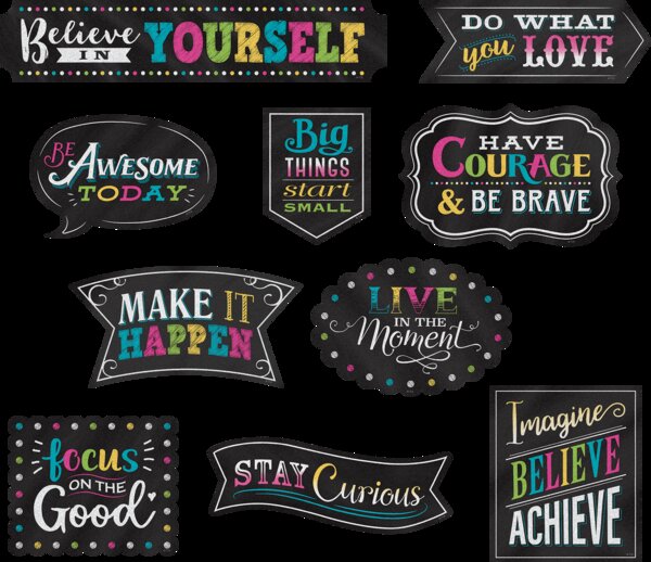 TCR77881 Clingy Thingies Chalkboard Brights Positive Sayings Accents Image