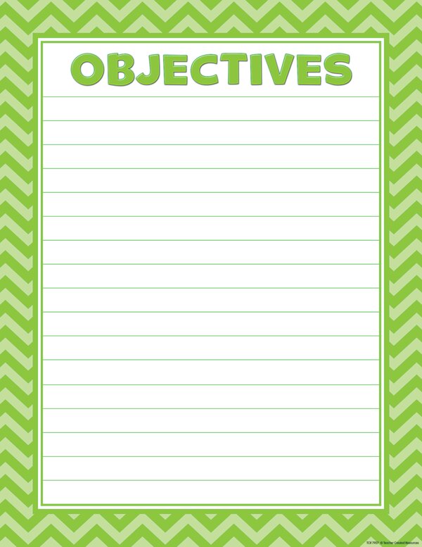 Fun Objective Chart Lime Chevron Objectives Lined Chart - TCR7907 | Teacher Created Resources