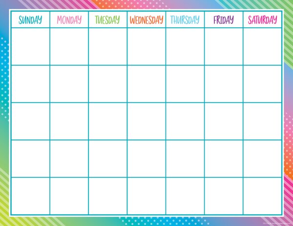 TCR7942 Colorful Vibes Calendar Chart Image