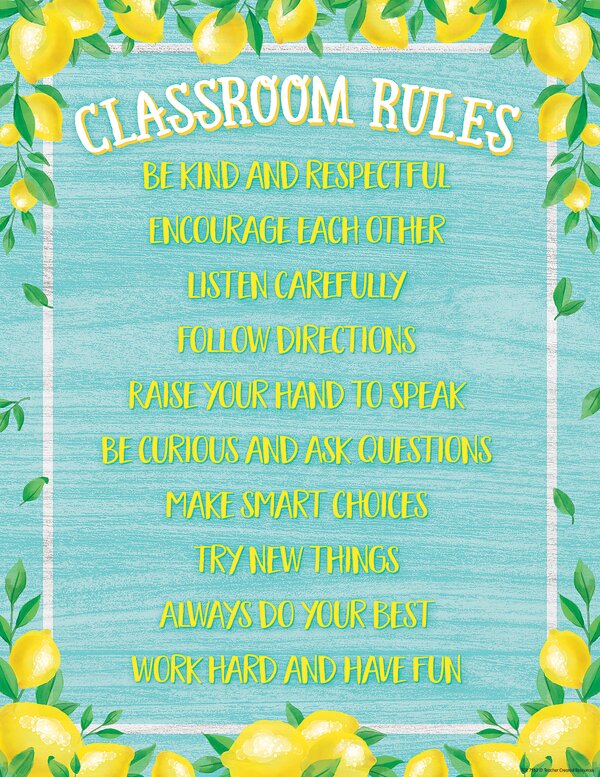 TCR7962 Lemon Zest Classroom Rules Chart Image