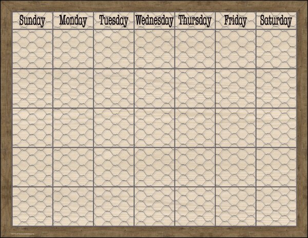 TCR7975 Home Sweet Classroom Chicken Wire Calendar Chart Image