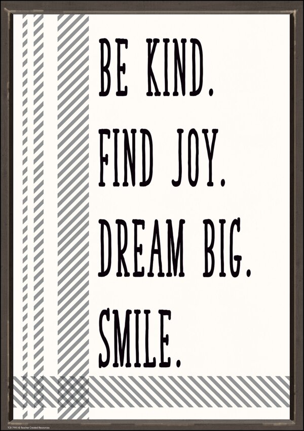 TCR7995 Be Kind. Find Joy. Dream Big. Smile. Positive Poster Image