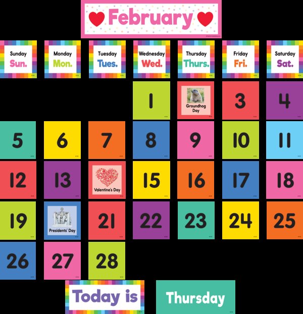 TCR8345 Colorful Calendar Pocket Chart Cards Image