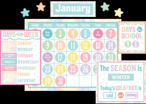 TCR8411 Pastel Pop Calendar Bulletin Board Image