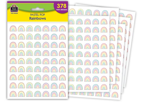 TCR8424 Pastel Pop Rainbows Mini Stickers Image