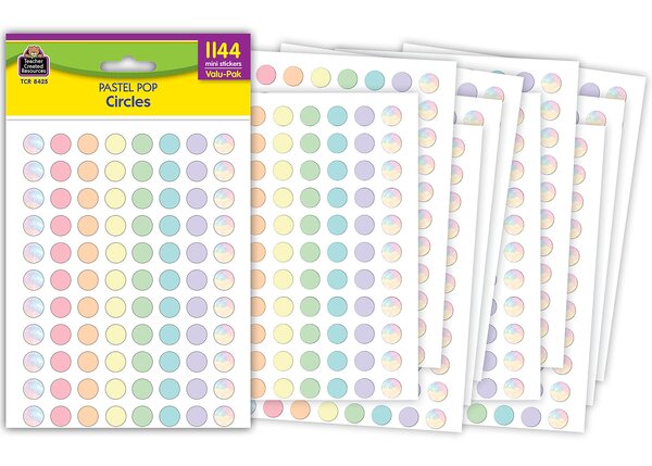 TCR8425 Pastel Pop Circles Mini Stickers Valu-Pak Image