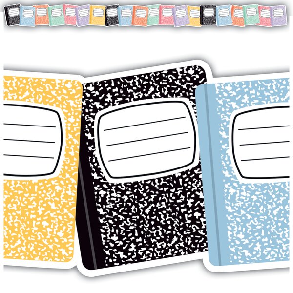 TCR8438 Cool for School Composition Books Die-Cut Border Trim Image