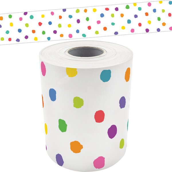 TCR8440 Colorful Painted Dots Straight Rolled Border Trim Image