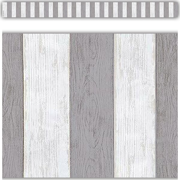 TCR8515 Modern Farmhouse Gray Stripes Straight Border Trim Image