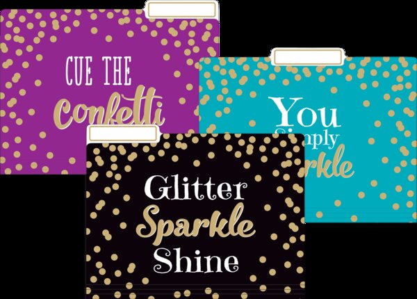 TCR8537 Gold Foil Confetti File Folders Image