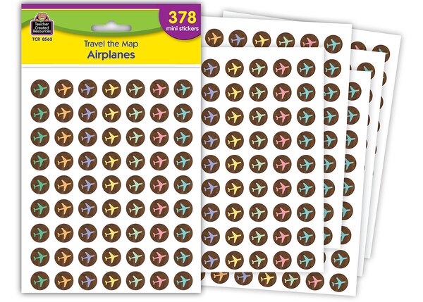 TCR8563 Travel the Map Airplanes Mini Stickers Image