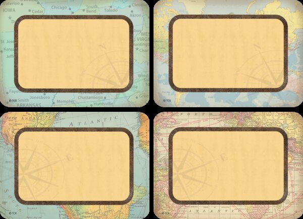 TCR8574 Travel the Map Name Tags/Labels - Multi-Pack Image