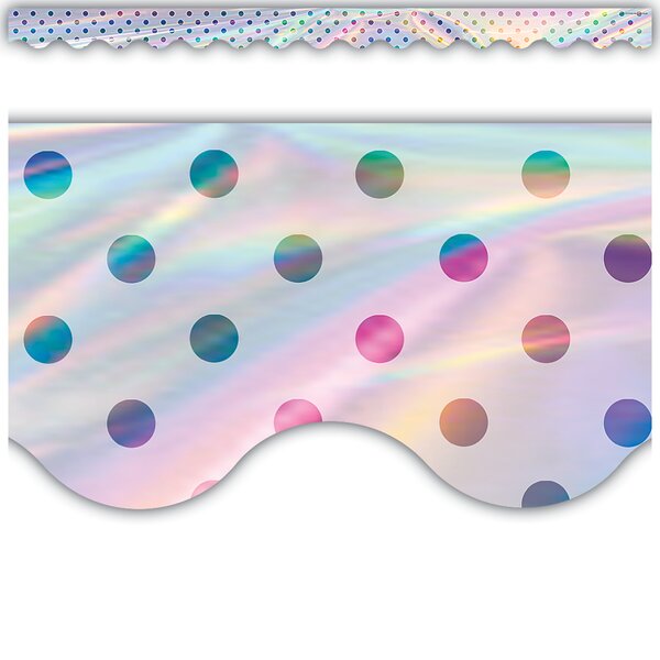 TCR8619 Iridescent Polka Dots Scalloped Border Trim Image